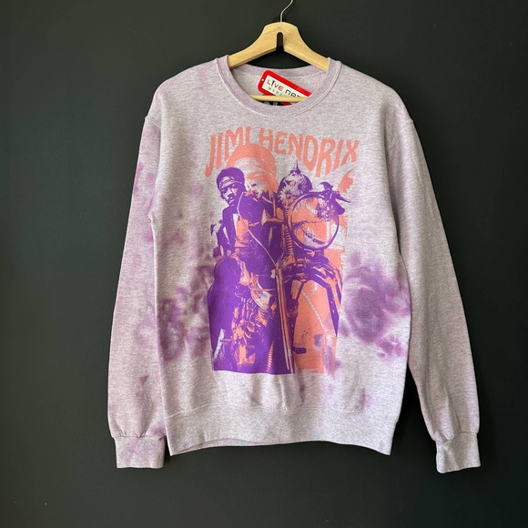 Jimi Hendrix Tops - Jimi Hendrix Tie Dye Purple Crew Neck Graphic Band Sweatshirt NEW Small